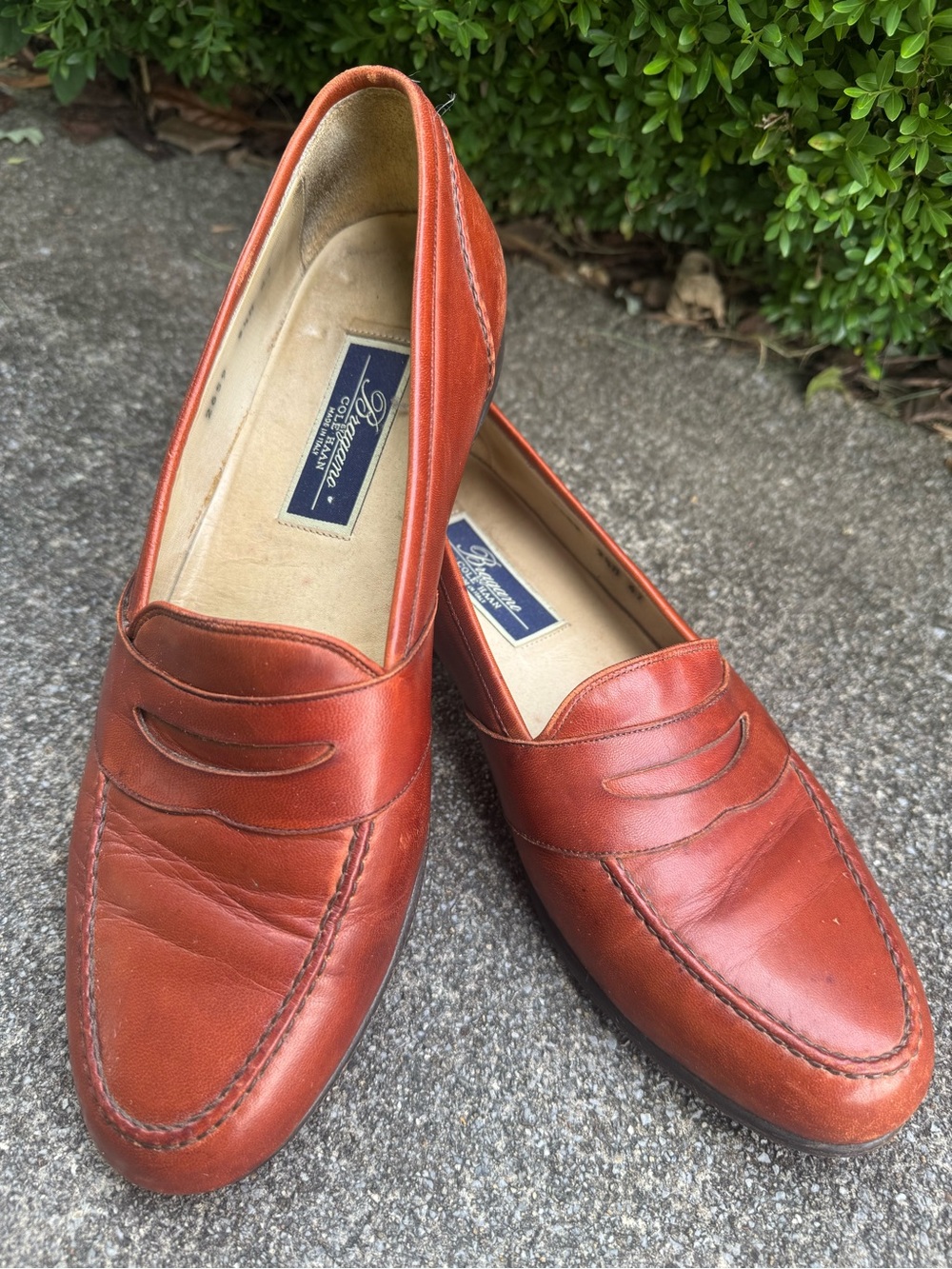 Bragano by Cole Haan Cognac Tan Italian Leather Penny Loafers 9.5M Style 2659 - Picture 13 of 16